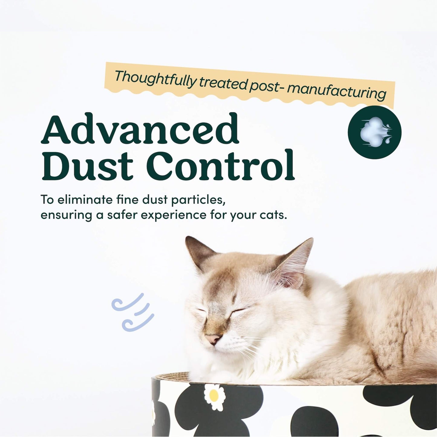 Arch Bridge Cat Scratching Board Advanced Dust Control Explanation Picture.