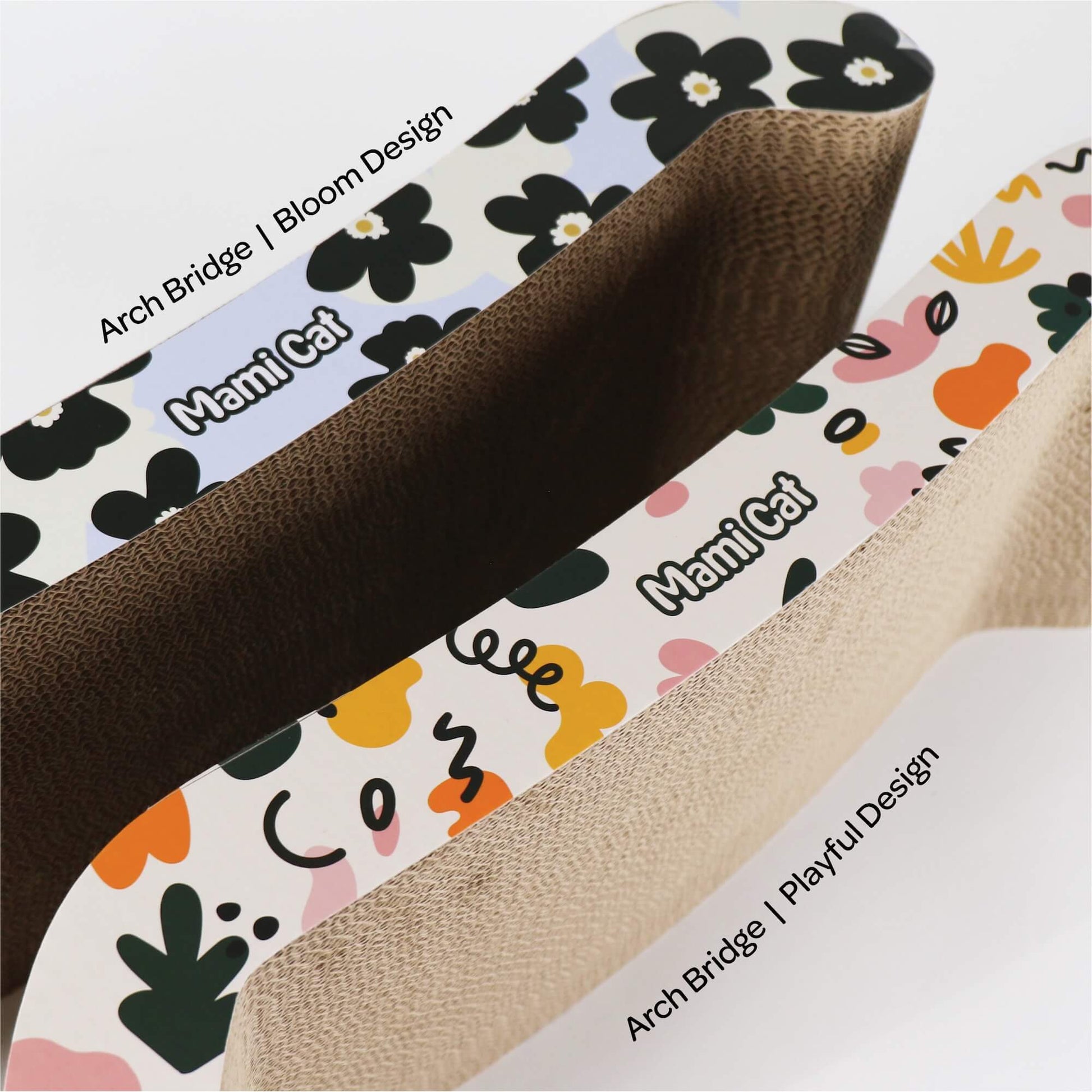 Arch Bridge Cat Scratching Board Design Comparison between Bloom Design and Playful Design