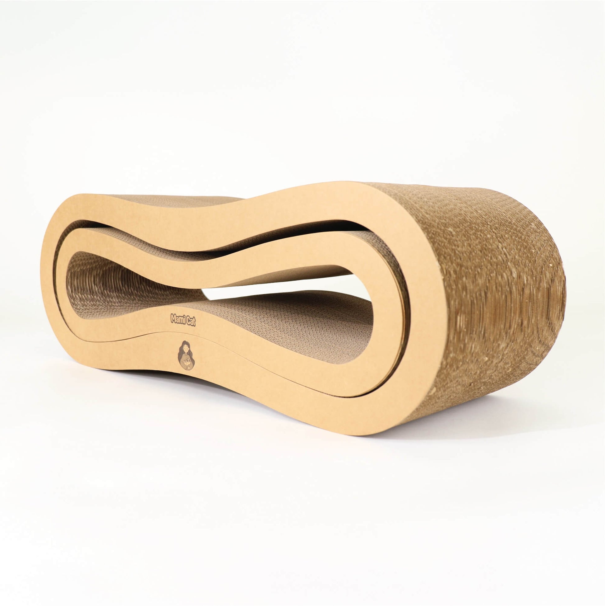 The Side view of Infinity Cat Scratcher Board. 2 Cat Scratcher Board Nested Together in One.