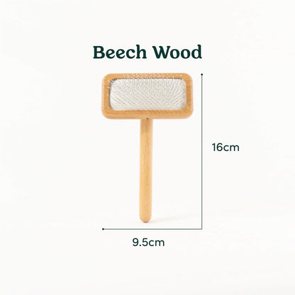The Dimension of Wooden Slicker Fur Brush Comb in Beech Wood.