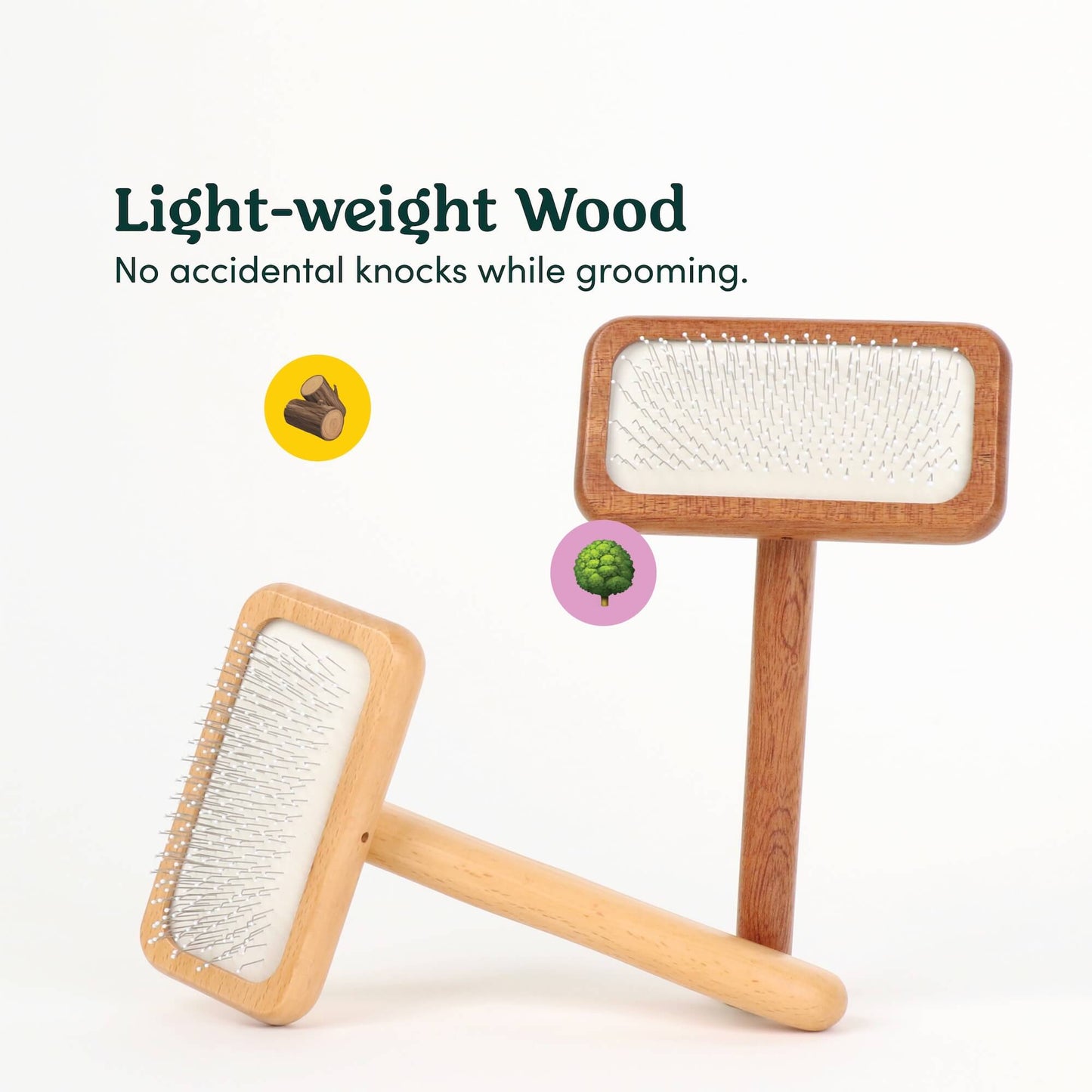 Wooden Slicker Fur Brush Comb Light-weight Wood Explanation Picture.