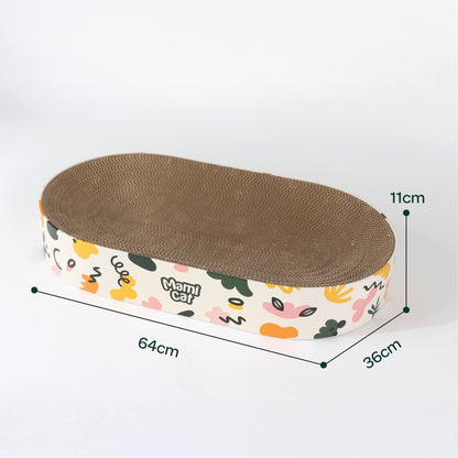 Oval Den Cat Scratcher Board Playful Design with Dimension.