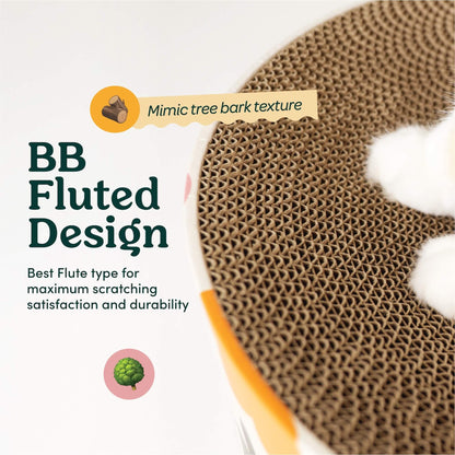 Oval Den Cat Scratching Board BB Fluted Design Explanation Picture.