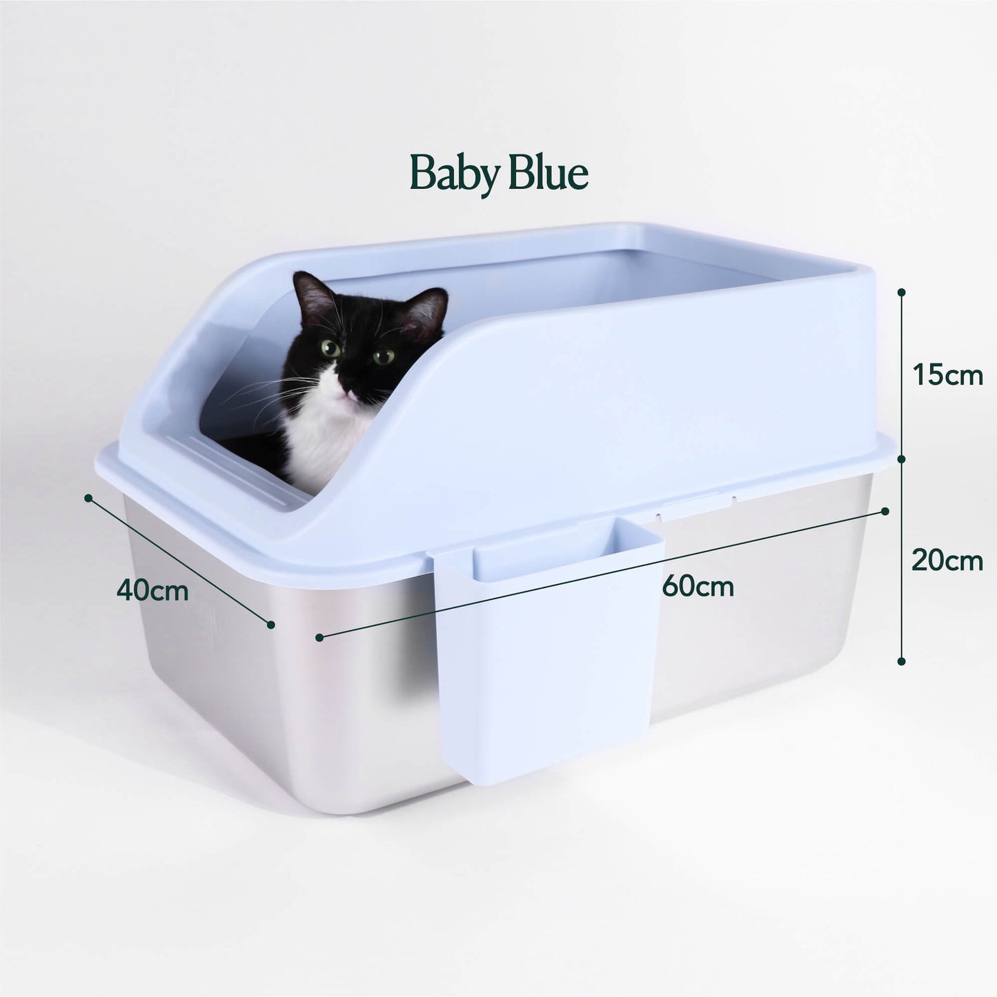 XL Stainless Steel Litter Box in Baby Blue Colour