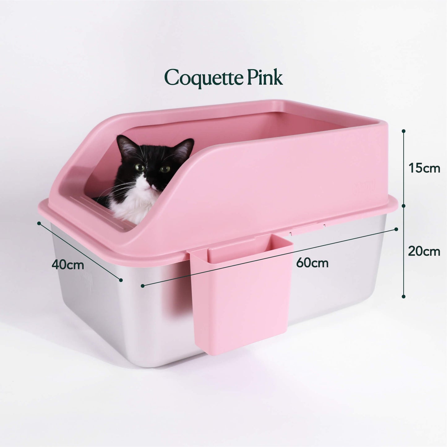 XL Stainless Steel Litter Box in Coquette Pink Colour