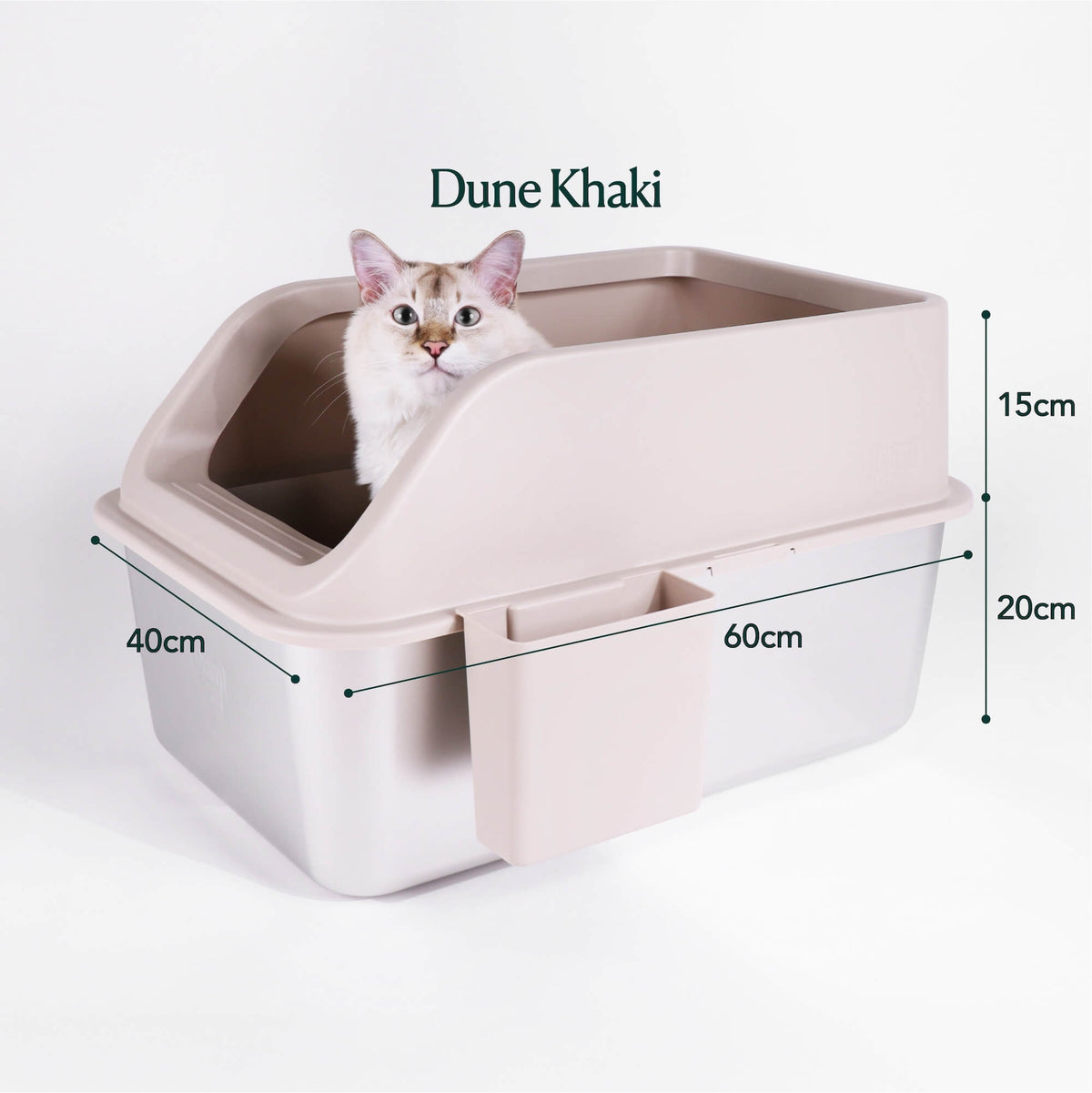 XL Stainless Steel Litter Box in Dune Khaki Colour