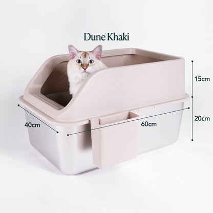 XL Stainless Steel Litter Box in Dune Khaki Colour