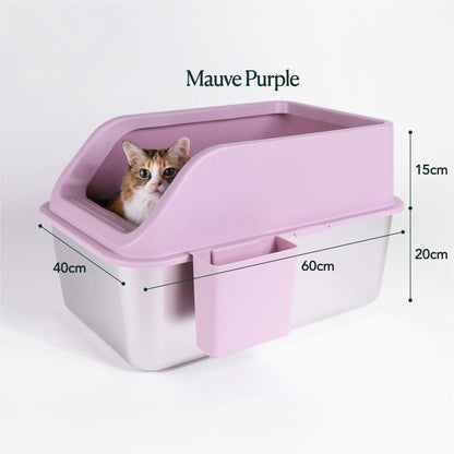 XL Stainless Steel Litter Box in Mauve Purple Colour