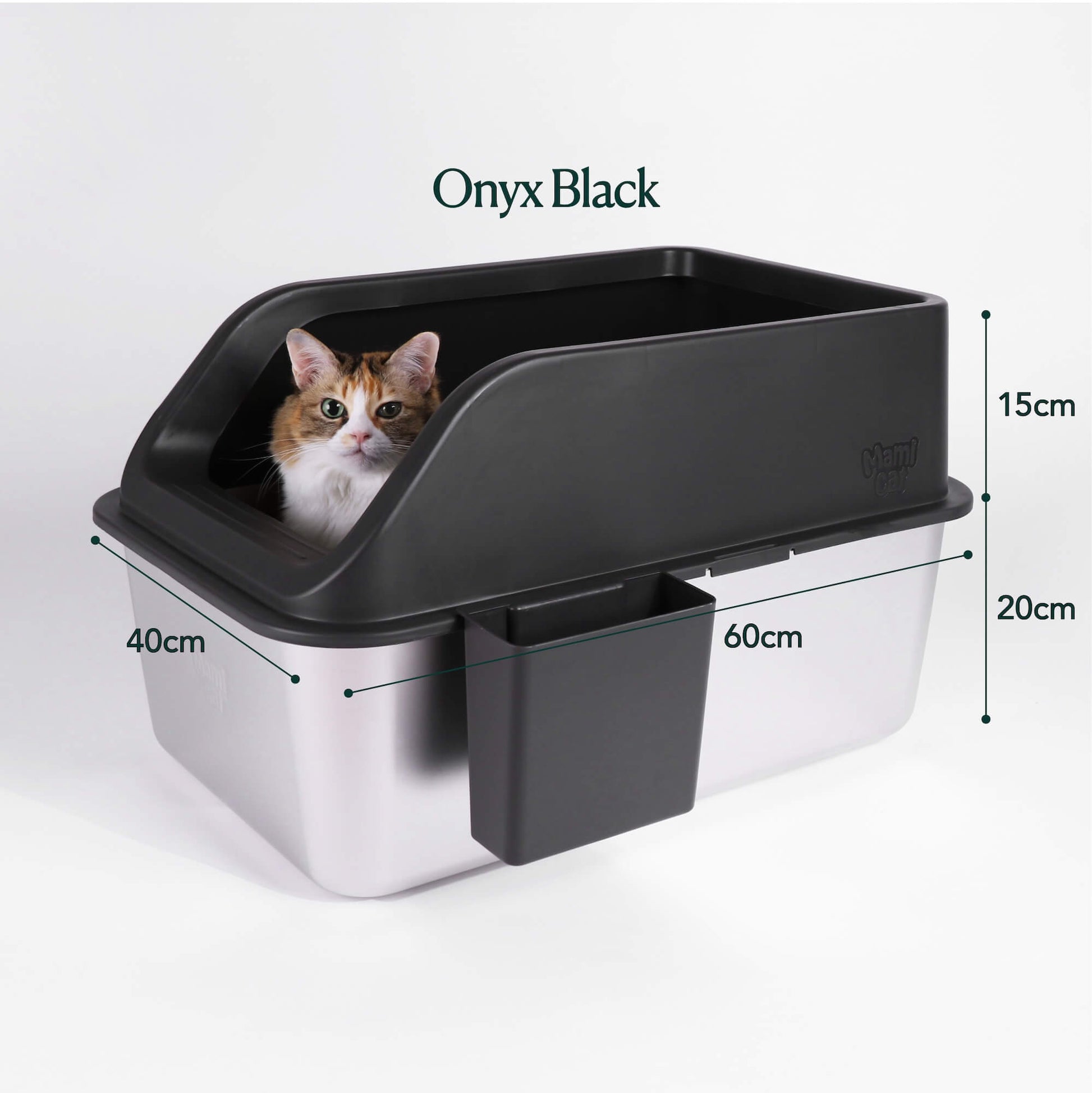 XL Stainless Steel Litter Box in Onyx Black Colour