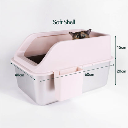 XL Stainless Steel Litter Box in Soft Shell Colour